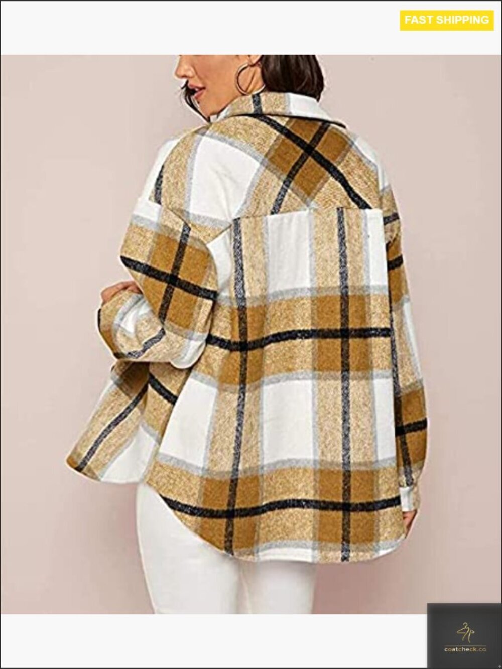 Oversized Plaid Button Down Jacket Flannel Shackets Cozy Casual Winter - Picture 3 of 6